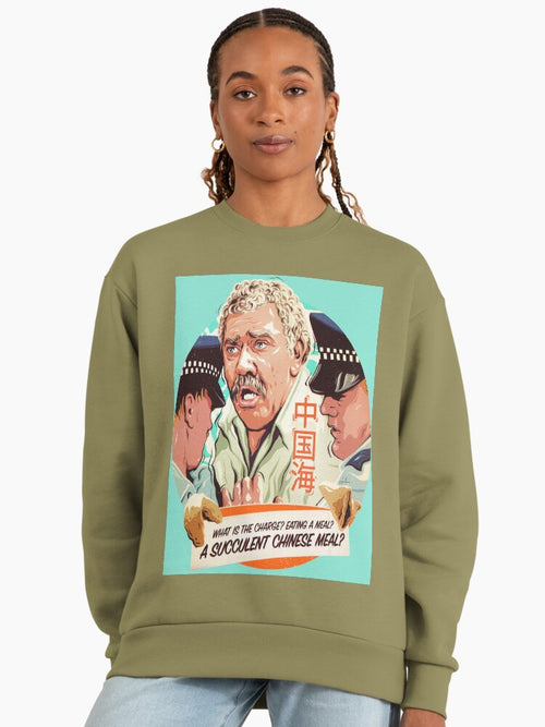 'Succulent Chinese Meal' Meme, Funny Oversized Sweatshirt Light Olive
