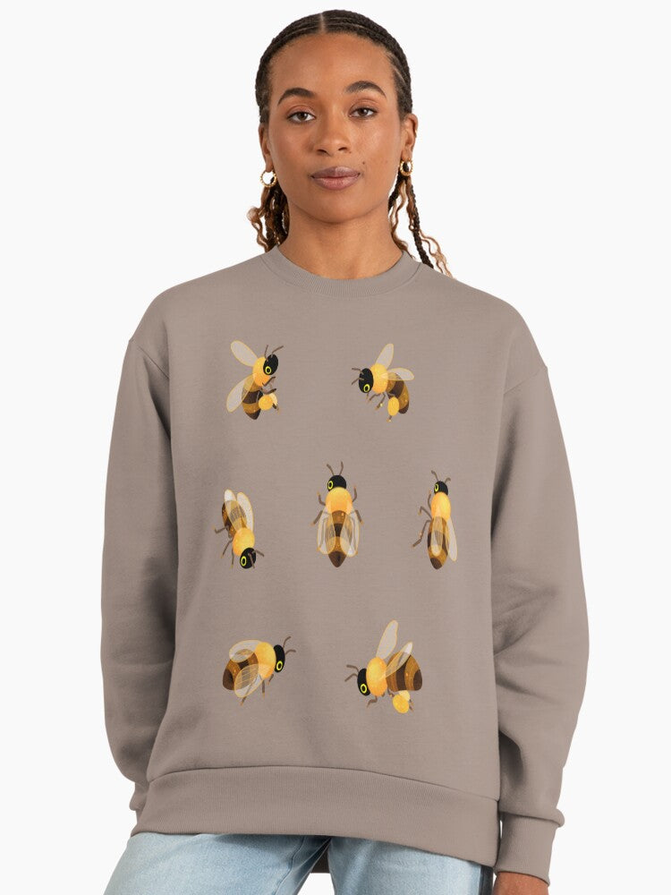 Honey Bees Nature Graphic, Beekeeper Themed Sweatshirt Shiitake