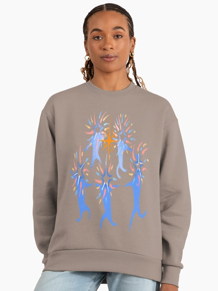 Star Children Celestial Graphic, Premium Oversized Sweatshirt Shiitake