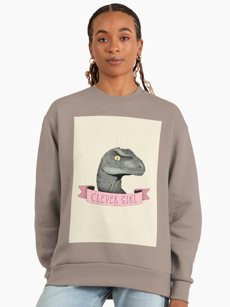 Clever Girl" Raptor Sweatshirt | Dinosaur Movie Quote Oversized Top Shiitake