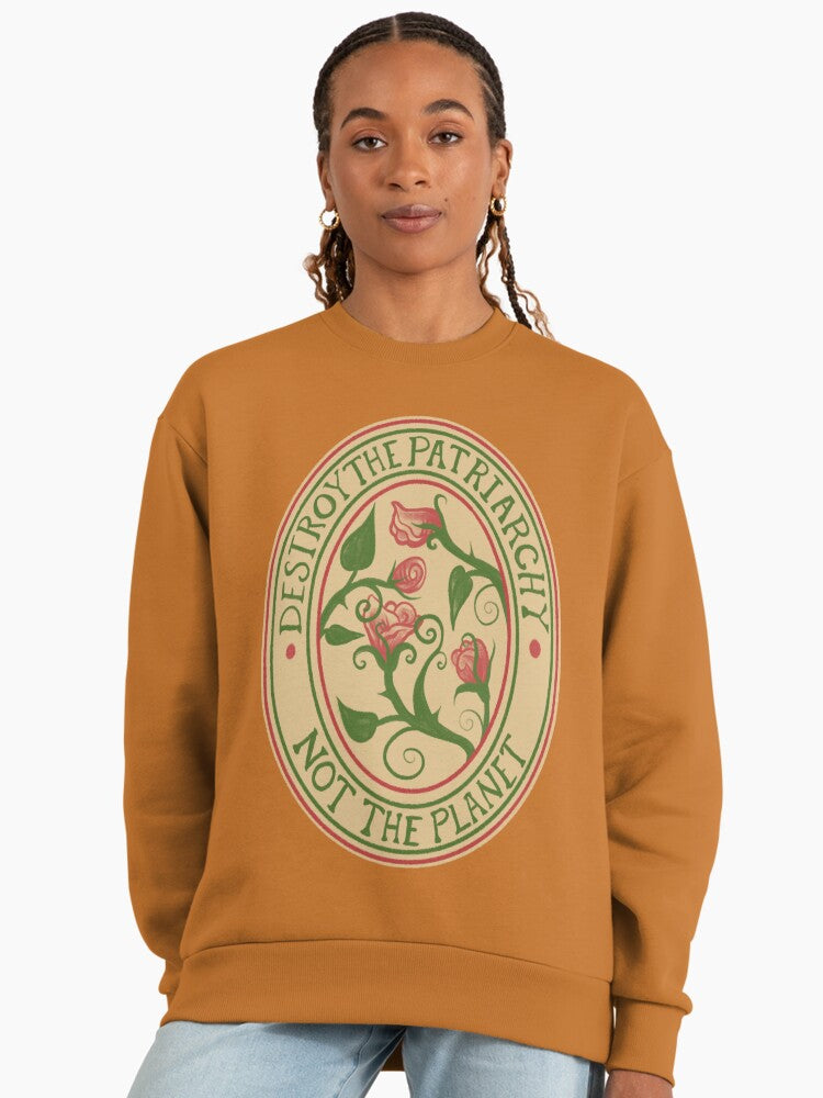 Destroy the Patriarchy" Eco-Friendly Oversized Sweatshirt Clay