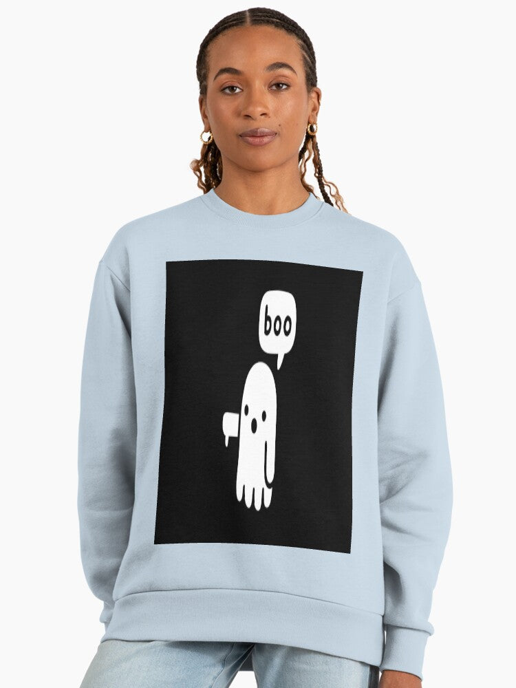 Ghost Of Disapproval Funny Meme, Spooky Humor Sweatshirt Stonewash Denim