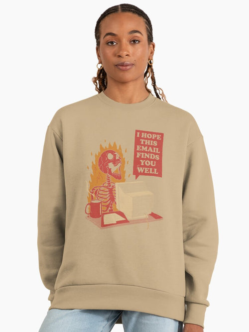 'You Got Mail' Nostalgic Graphic, Premium Oversized Sweatshirt Tan
