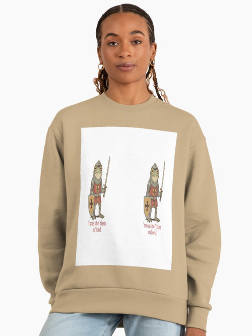 'Twas the 'Tism Medieval Frog Meme Sweatshirt, Funny Knight Top Tan