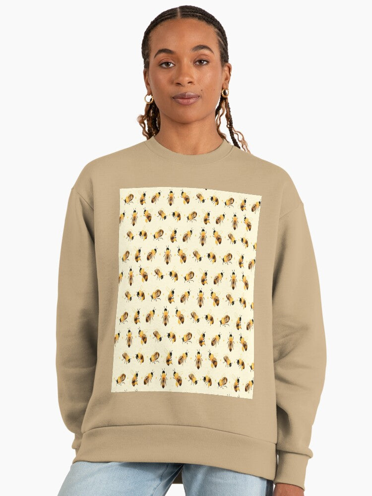 Save the Bees Honeycomb Sweatshirt, Nature Lover Graphic Apparel Tan