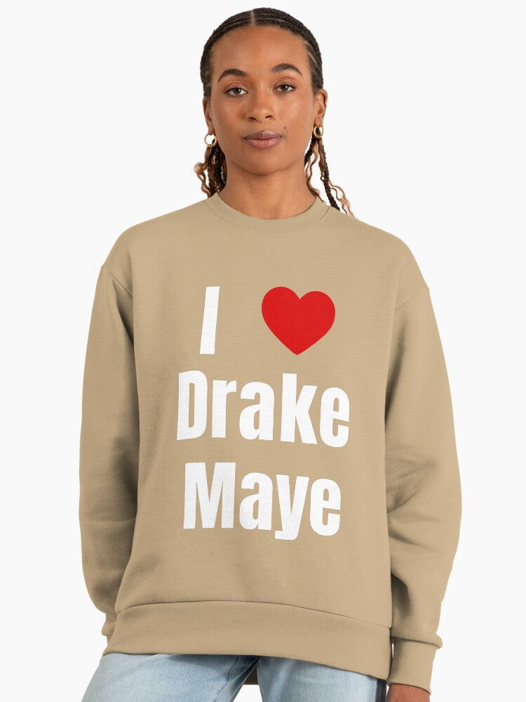 Drake Maye Football Fan Sweatshirt, Oversized Bold Heart Design Tan
