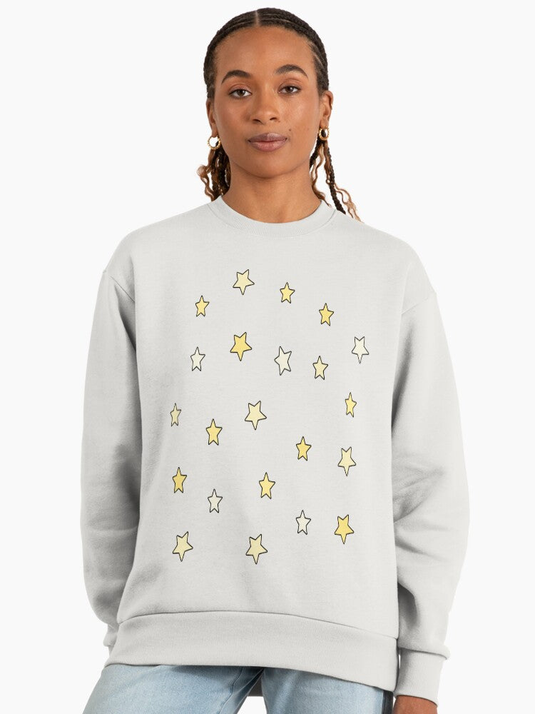 Yellow Mini Star Pack Sweatshirt | Simple Starry Pattern Oversized Top Bone