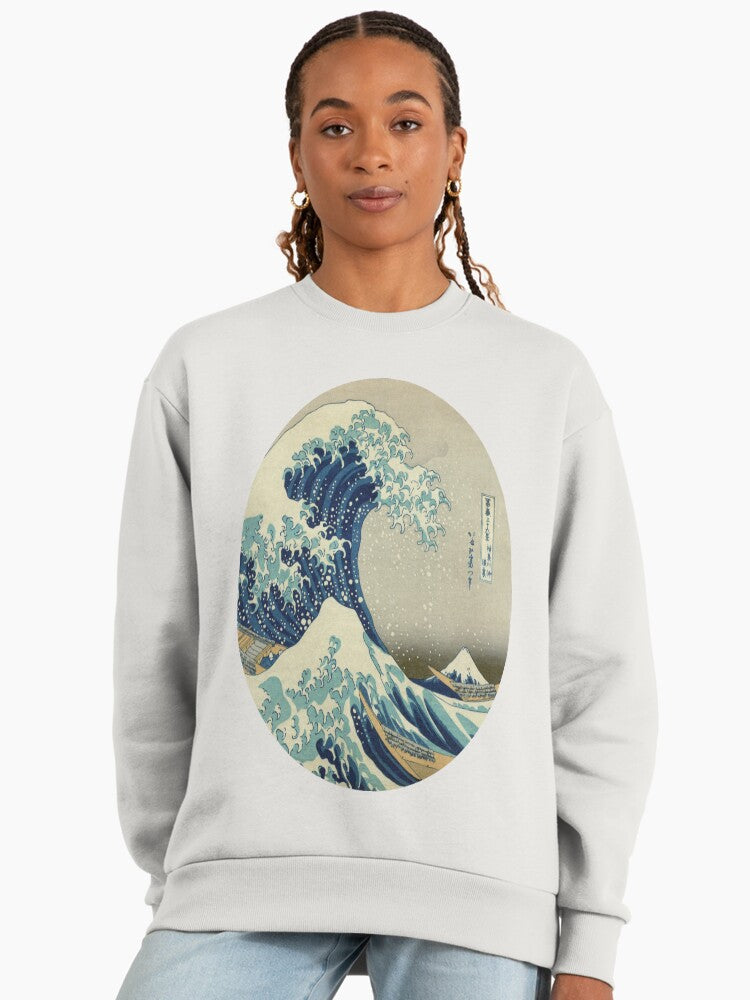 Great Wave Off Kanagawa Sweatshirt | Japanese Art Circle Oversized Top Bone