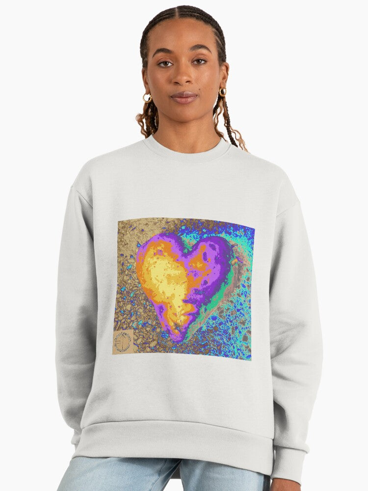 Tachyon Energy Heart6 Graphic Sweatshirt, Metaphysical Design Top Bone