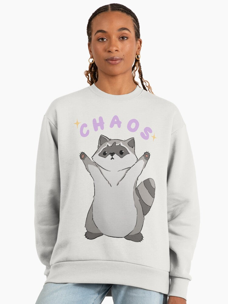 Raccoon Chaos Funny Graphic, Premium Oversized Sweatshirt Bone