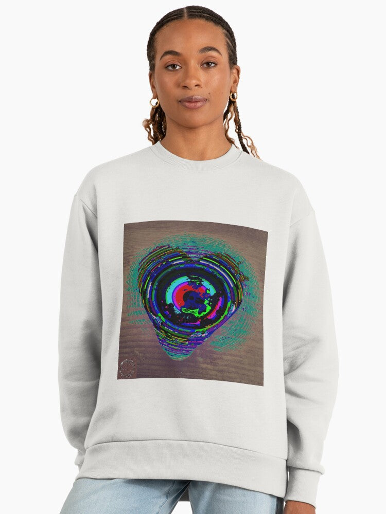 Tachyon Energy Heart7 Graphic Sweatshirt, Abstract Energy Design Top Bone