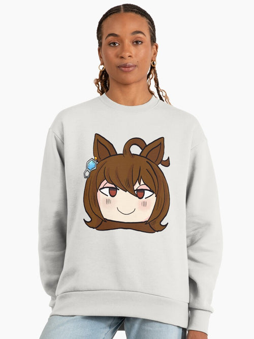 Agnes Tachyon Sticker Style Graphic Sweatshirt, Premium Oversized Fit Bone