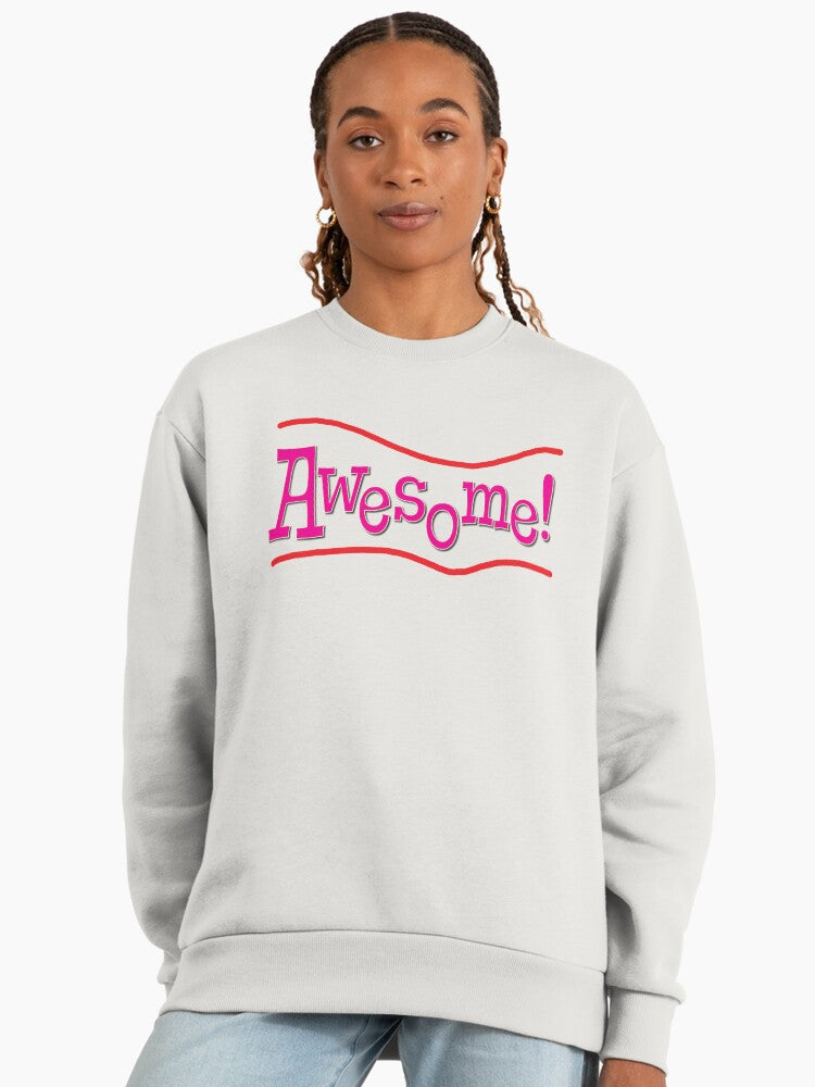 Awesome!" Bold Statement Sweatshirt, Minimalist Graphic Word Top Bone