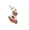 Hand-Painted Americana Teddy Bear  Bag Charm & Keychain