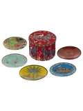 Tin 5 Glass Plates Red