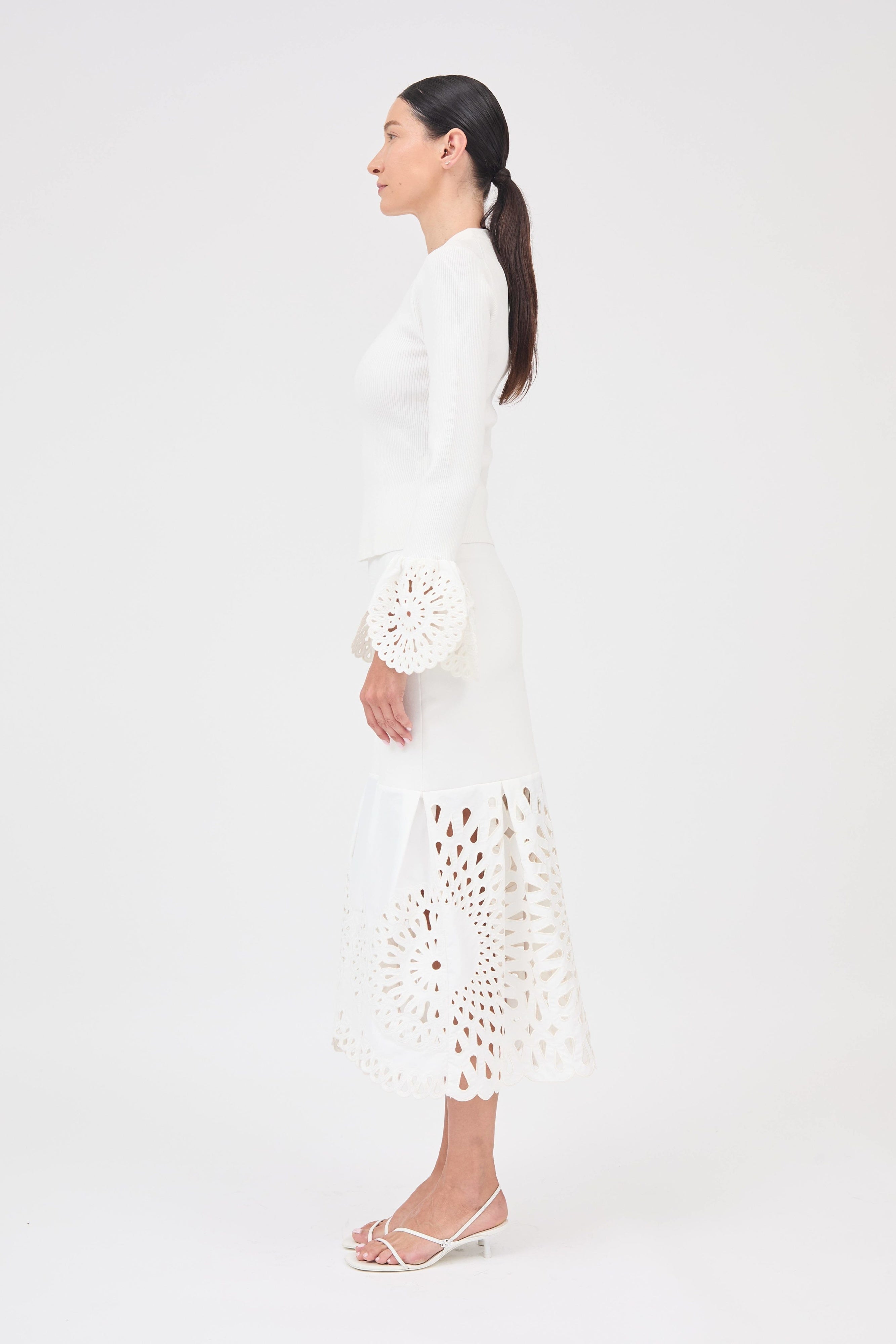 Elyse Long Sleeve Top White