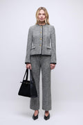 Ivie Herringbone Blazer Black/White