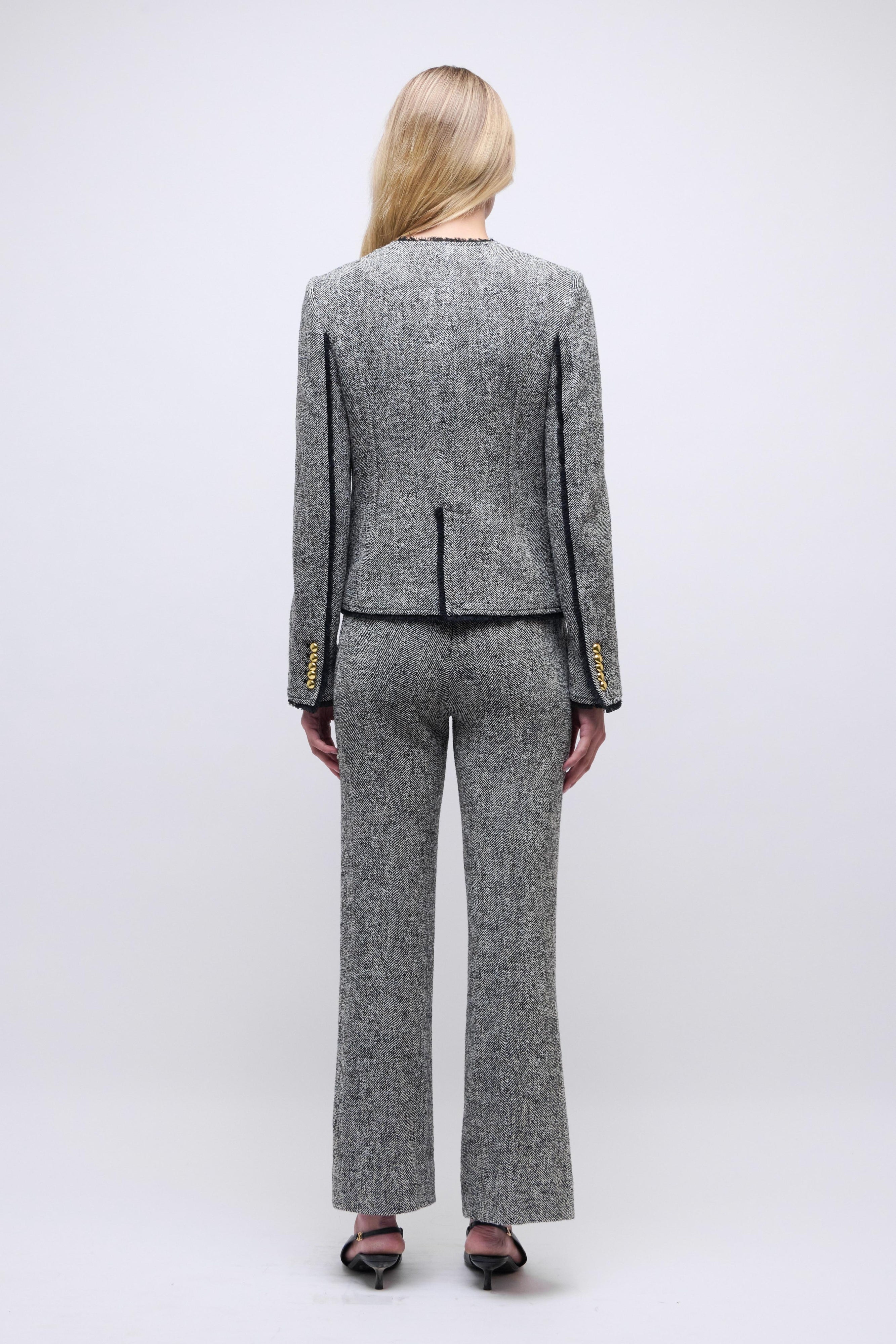 Ivie Herringbone Blazer Black/White