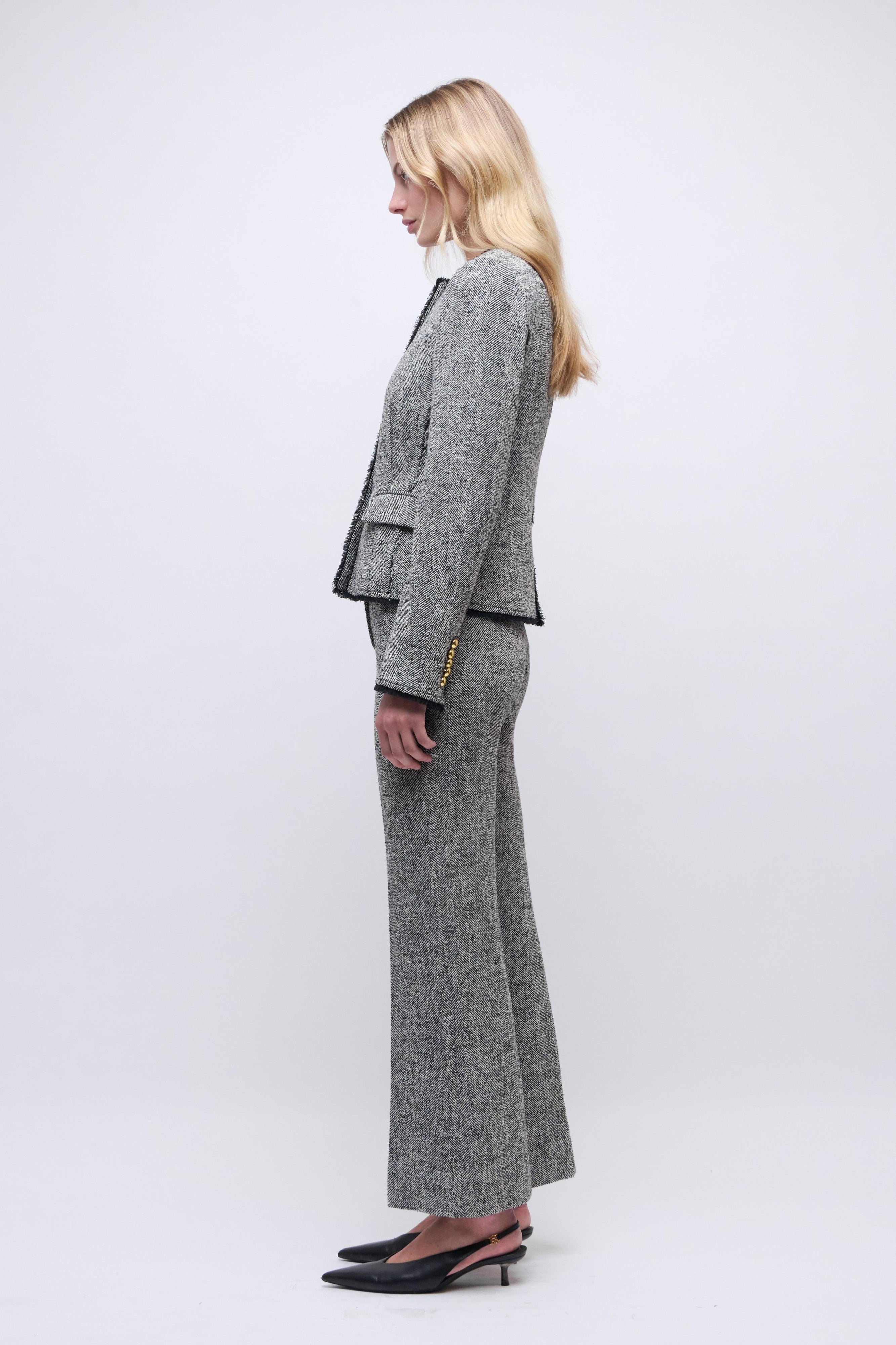 Ivie Herringbone Blazer Black/White