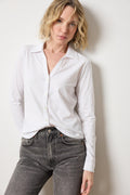 Split Collar Button Down White