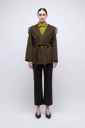 Rowen Fringe Belted Wool-Blend Jacket Alligator