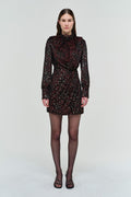Daphne Mock Neck Mini Dress Oxblood Multi